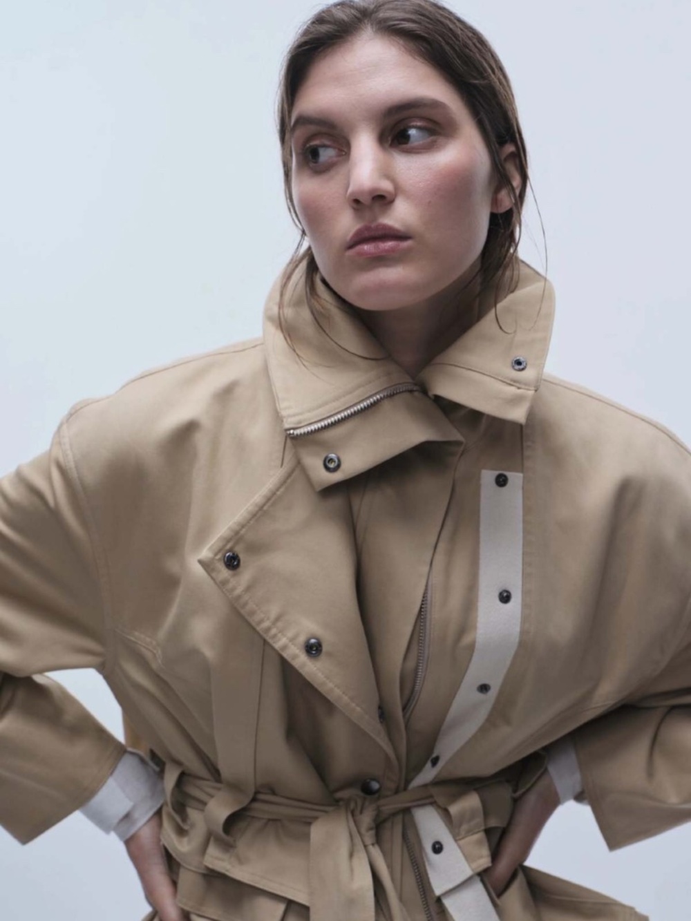 SAINT ART Drew Cropped Trench Utility Jacket Khaki M Belted SaintArt